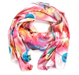 Saténová šála se vzorem chmíří pampelišky