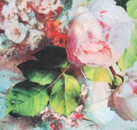 Saténová šála se vzorem vějřků v modrém