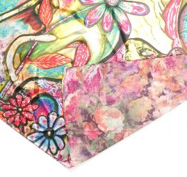 Saténová šála malované květy