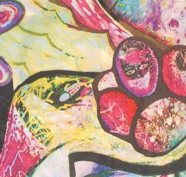 Saténová šála malované květy