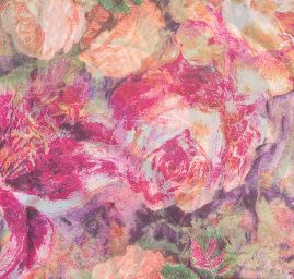 Saténová šála malované květy