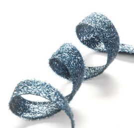 Stuha oboustranná lesk vlas jeans modrá