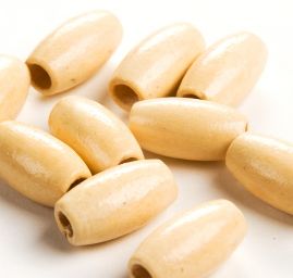 Korálky dřevěné oválné přírodní sv.hnědá