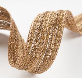 Krajková kovová stuha řetízek zlatá