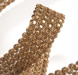 Krajková stuha kovová starozlatá vlnky