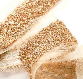 Stuha tylová lepený rokajl starozlatý