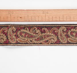 Vyšívaná stuha šantung paisley vzor černá