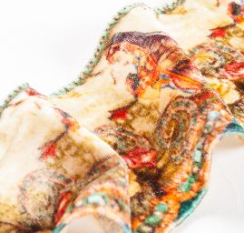 Stuha samet tisk madona béžovozlatá