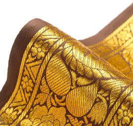Vyšívaná stuha orienální vzor zlatá/hnědá