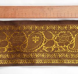 Vyšívaná stuha orienální vzor zlatá/hnědá