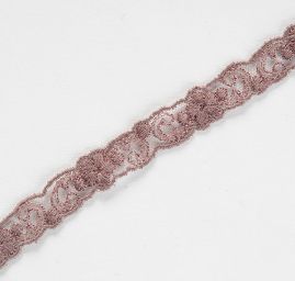 Krajková vsadka vyšívaná na tylu hnědobéžová