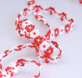 Galonový prýmek bílá/červená šíře 11 mm