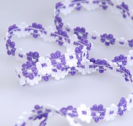 Galonový prýmek bílá/fialová šíře 11 mm