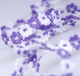 Galonový prýmek bílá/fialová šíře 11 mm