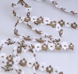 Galonový prýmek bílá/khaki šíře 11 mm