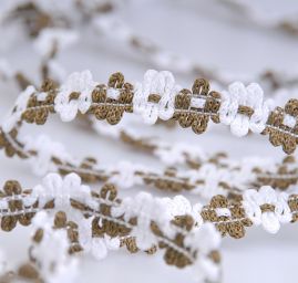 Galonový prýmek bílá/khaki šíře 11 mm