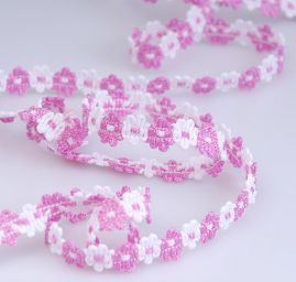 Galonový prýmek bílá/růžová šíře 11 mm