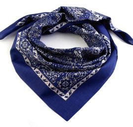 Bavlněný šátek paisley/kašmírový vzor 70x70cm modrý
