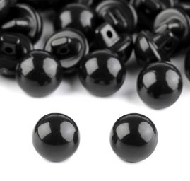 Knoflík půlkulatý oči černý s krčkem plast 15"
