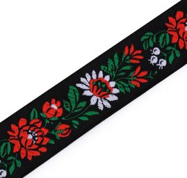 Stuha krojová vyšívaná černá 3,5cm