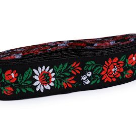 Stuha krojová vyšívaná černá 3,5cm