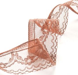 Krajka lem hnědá květinový vzor