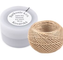 Niť lněná kovářská v plastovém pouzdře bílá přírodní