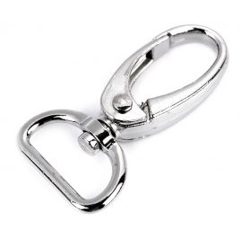 Karabina kov s obrtlíkem průvlak 15 mm nikl stříbrná