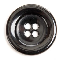 Knoflík plastový čtyřdírkový černý  lem