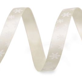 Stuha vánoční atlasová vločky béžová