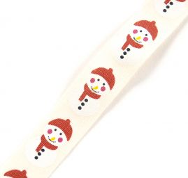 Stuha bavlněná vánoční vzor sněhulák