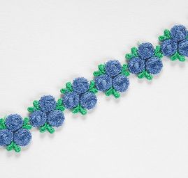 Krajka lemovací oboustranná květy modré