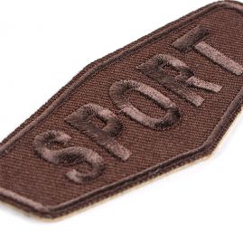 Nažehlovačka nápis SPORT tmavě hnědá