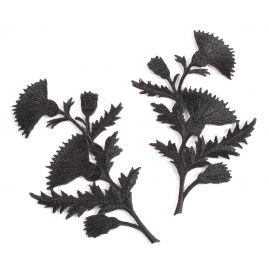 Květinová květ bodláku párová aplikace černá