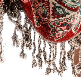 Maxi šála pléd paisley vzor rezavozelenohnědý