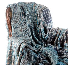 Maxi šála pléd paisley vzor tyrkysovohnědá