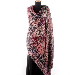 Maxi šála pléd paisley vzor fialovostarorůžový