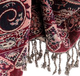 Maxi šála pléd paisley vzor fialovostarorůžový