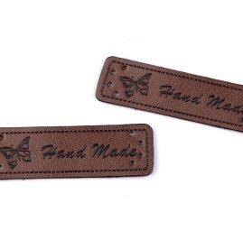 Nášivka eko kůže Handmade cedulka tmavě hnědá