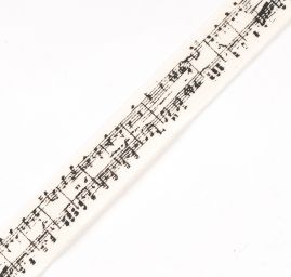 Stuha bavlněná vzor noty černá/režná