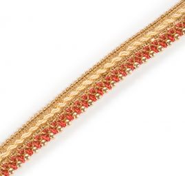 Porta zdobný prýmek doplněn korálky červenozlatý