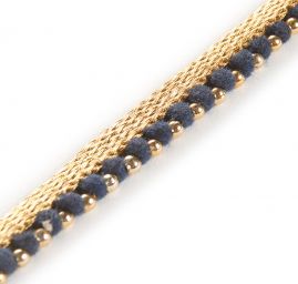 Porta zdobný prýmek doplněn korálky modrozlatý