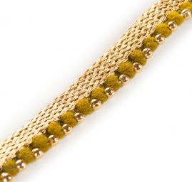 Porta zdobný prýmek doplněn korálky zelenozlatý