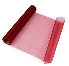 Organza dekorační pás, šířka 36 cm, vínová