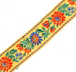 Stuha krojová vyšívaná žlutá drobný vzor  2,5cm