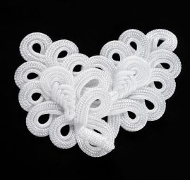 Japonské zapínání "knoflík" velké - ornament bílá