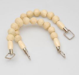 Ucho na tašky korálky dřevo/kov světlé