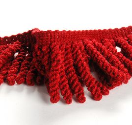 Třásně imitace pleteniny vínově červené
