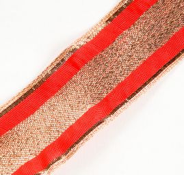 Stuha vánoční motiv proužek červená zlatá