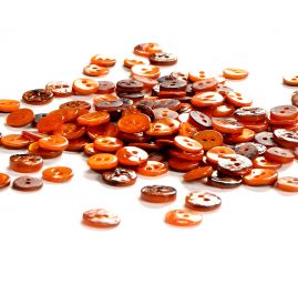 Knoflík perleťový dvoudírkový měděný malý